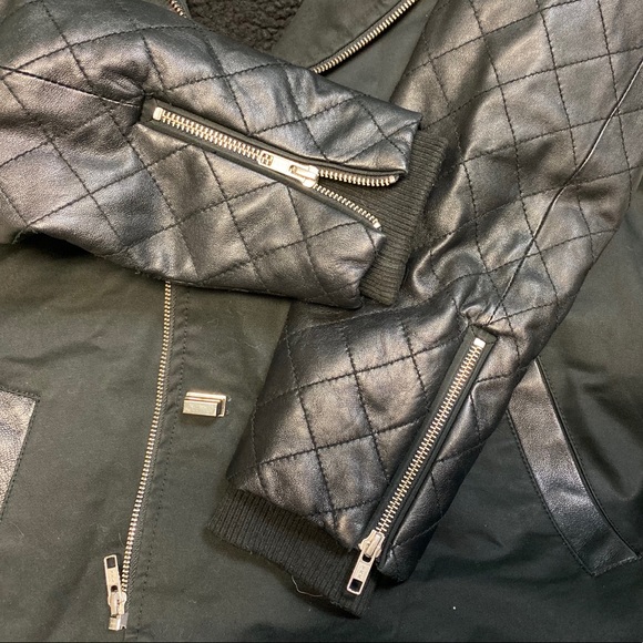 Claudie Pierlot Leather & Fur Coat Women size 36 - Picture 5 of 8